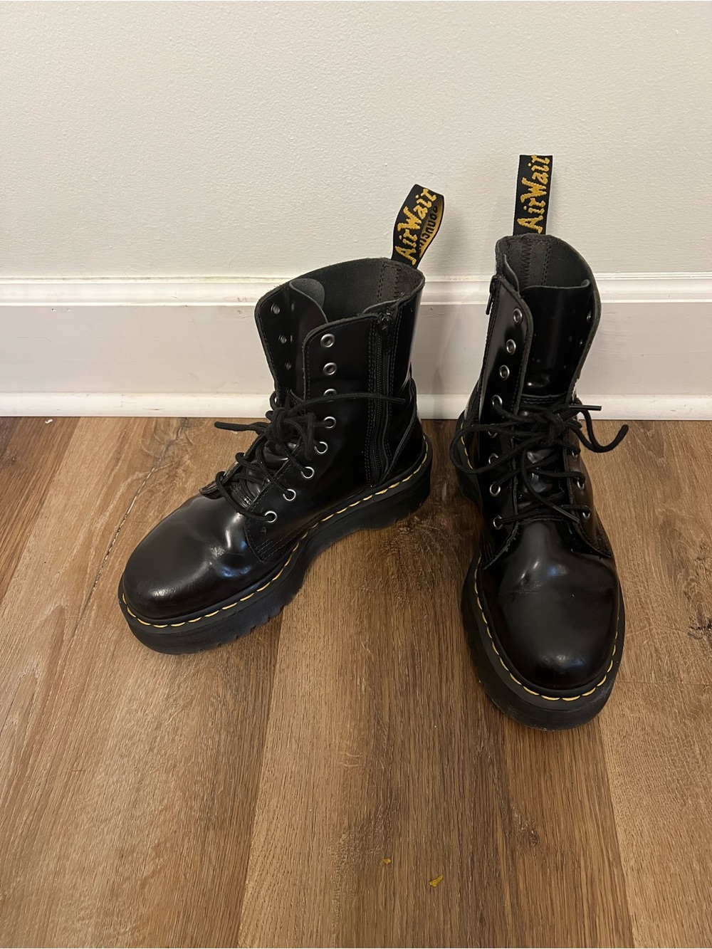 Jadon Dr. Martens Black Leather Lace-Up Platform Boots